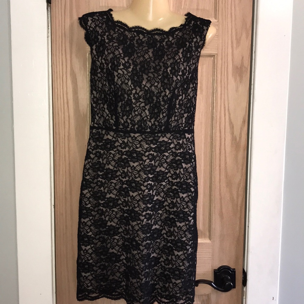 Loft black lace dress size 2